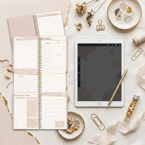 AI-generated digital stationery mockup, not a preview of an existing download